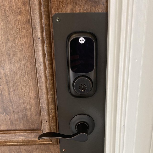 Yale smart deadbolts on display